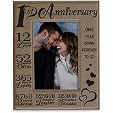 KATE POSH Our First (1st) Anniversary Engraved Leather Picture Frame - Gifts for Couple, Gifts for Him, Gift for Her, Paper Anniversary, Picture Frame, First Wedding Anniversary (4x6-Vertical)