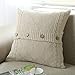 U'Artlines Cotton Knitted Decorative Pillow Case Cushion Cover Cable Knitting Patterns Square Warm Throw Pillow Cover (Cream, 18x18)