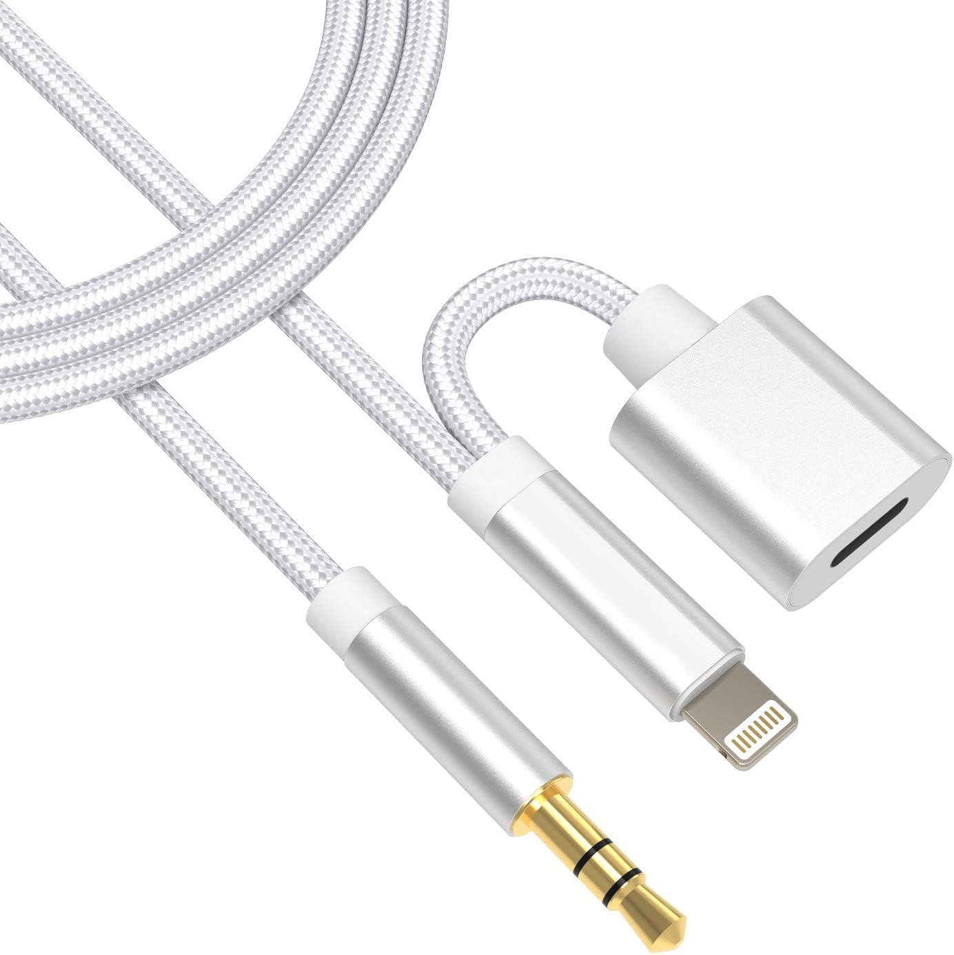 Certified Audio and Charger Cable for iPhone for Car, Aux Cord with Charge Port for iPhone,3.5 Male Aux Cable for Car Stereo/Headphone/Speaker Compatible with iPhone 11/11 Pro/X/XS/XS MAX/XR/8/8P/7/7P