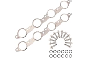 2 MULE TEAM 12617944 Exhaust Manifold Gasket Set Compatible with Silverado Sierra Suburban 1500 2500 HD Yukon CTS Escalade MLS LS LQ LM7 4.8L 5.3L 5.7L 6.0L 6.2L, Manifold Gaskets with Bolts