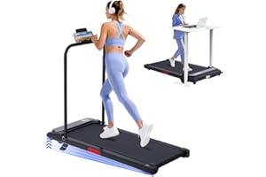 KASSADIN Electric Treadmills for Home with Incline, Walking Pad Treadmill with Handle Bar, 0.6-7.6MPH Portable Small Treadmills with Handles for Home Small Spaces, 3.0HP Walking Pad with Incline and 350LBS