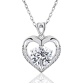 Heart Necklace for Women, 925 Sterling Silver Diamond Pendant Necklaces for Women Engraved with 'I LOVE YOU', Jewelry Gifts Anniversary Birthday Gift for Mom Wife Women Gifts for Her