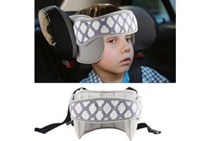 vocheer Baby Car Seat Head Support Band, Adjustable Carseat Sleep Nap Aid Holder Belt Head Protection Strap for Kids 1-5 Years Old Gray