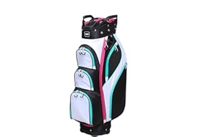 Majek Premium Ladies Black White Teal Pink Golf Bag