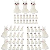 LOGOFUN 72pcs Mini Fox Figurines Miniature Fox Figures Tiny Resin Animal Ornamnets for Terrarium Fairy Garden Moss Micro Landscape Decoration - White