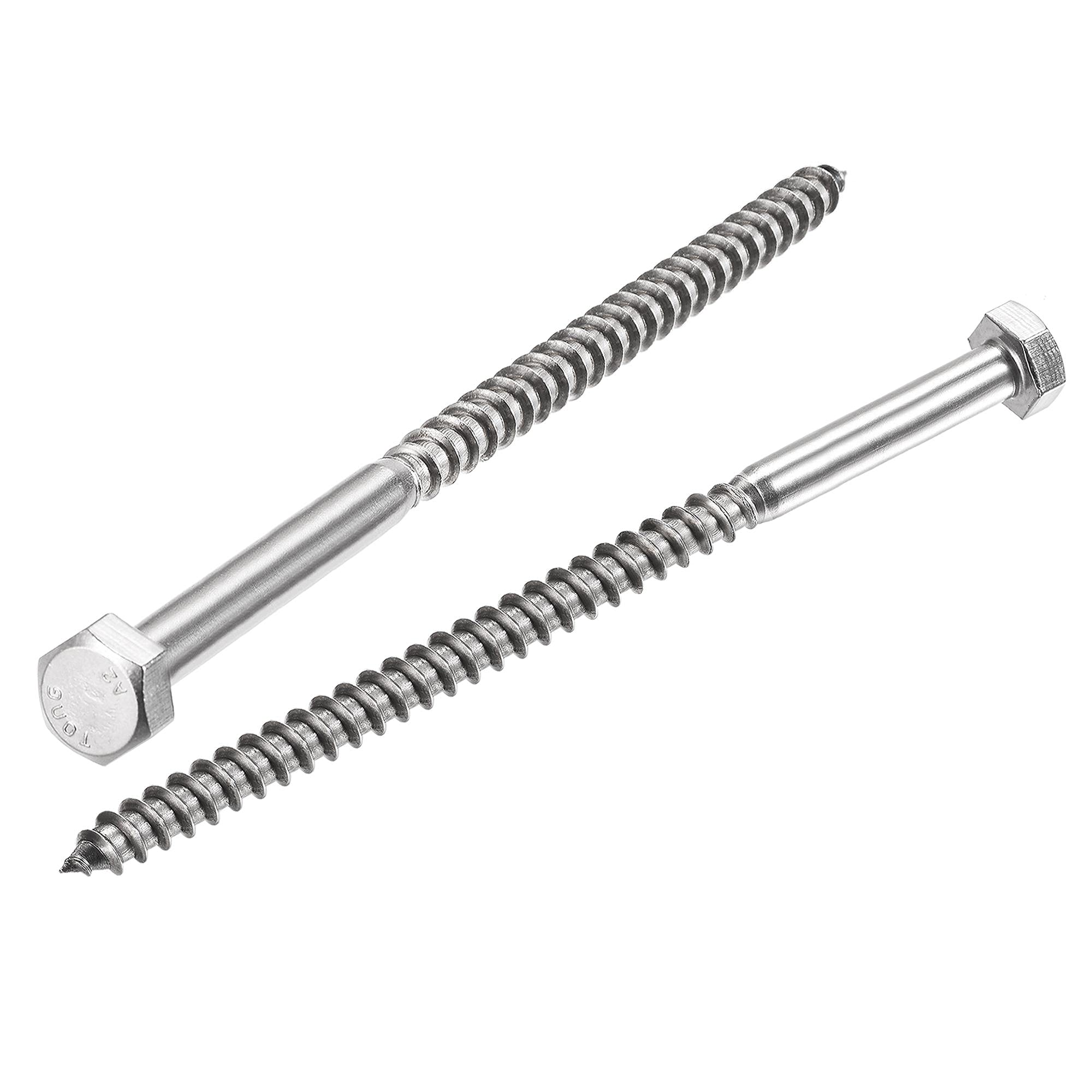 sourcing map Hex Lag Screws, M8 x 130mm 304 Stainless Steel Half Thread Self-Tapping Bolts for Wood Screw 5Pcs