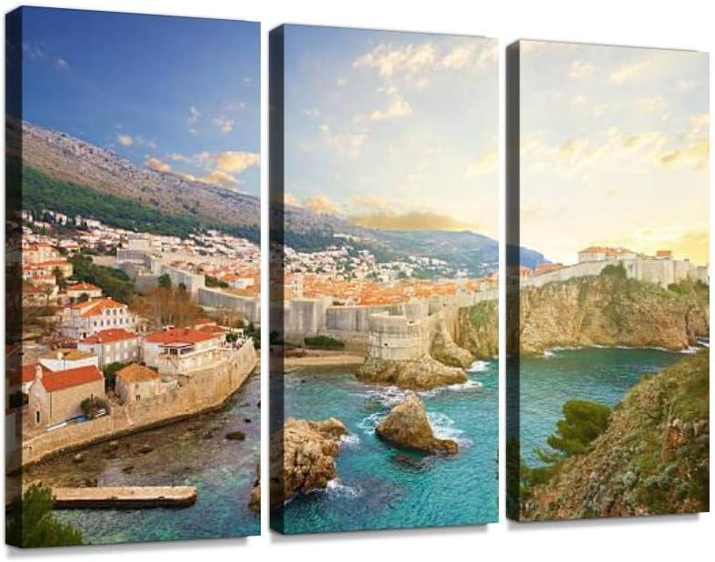 YKing1 Dubrovnik Croatia Wall Art Painting Pictures Print On Canvas Stretched & Framed Artworks Modern Hanging Posters Home Decor 3PANEL