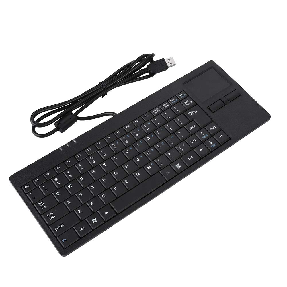 Wendry Wired USB Touchpad Keyboard, Wired USB Built-in Touchpad HUB Port Keyboard 82-Key Mute Ultra-thin Keyboard for Notebook/Desk