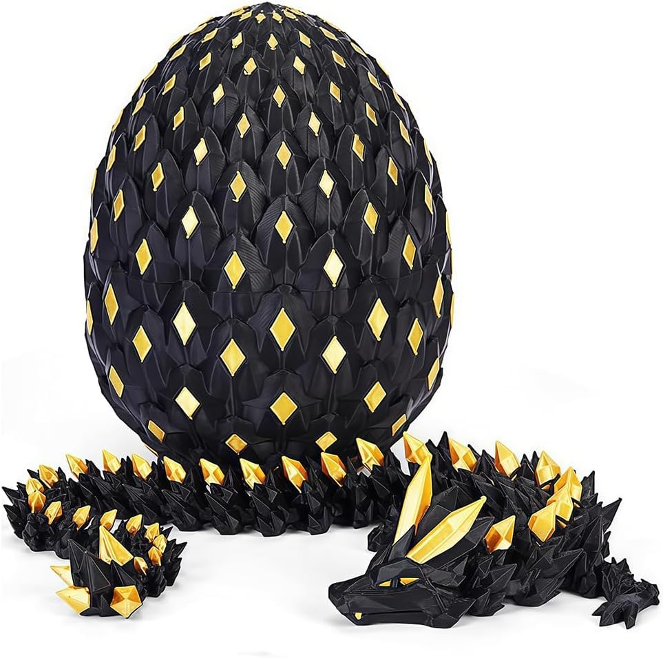 3D Printed Dragon Eggs with Dragon Inside, in The Dark Cool 3D Printer Articulated Animals Fidget Toy, Home Office Desk Decor, Gift for Kid Teen Boy Girls In Night (B)