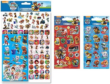 PAW PATROL Sticker Bundle Includes Paw Patrol Mega Pack of Stickers (150 Stickers), Fun Foiled Re-Usable Stickers 1 x Blue & 1 x Red