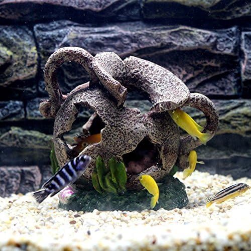 Wonderliy Simulation Resin Broken Egyptian Vase Barrel Aquarium Landscape Decorations Polyresin Fish Tank Decor Ornaments Decoration for Fish