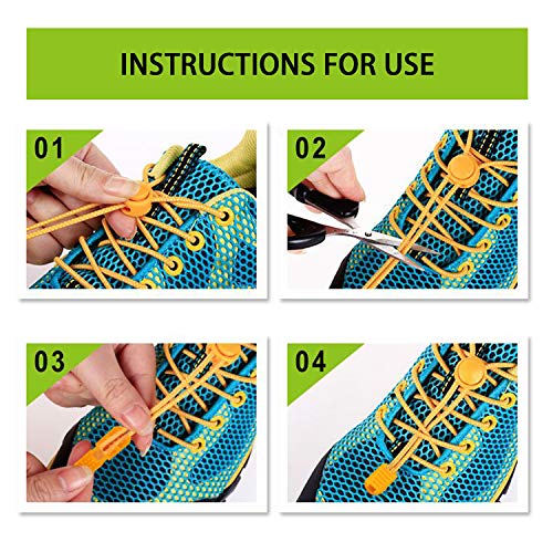 UPINS 10 Pairs Elastic Shoe Lace No Tie Adjustable Tieless Rubber Shoe Lace