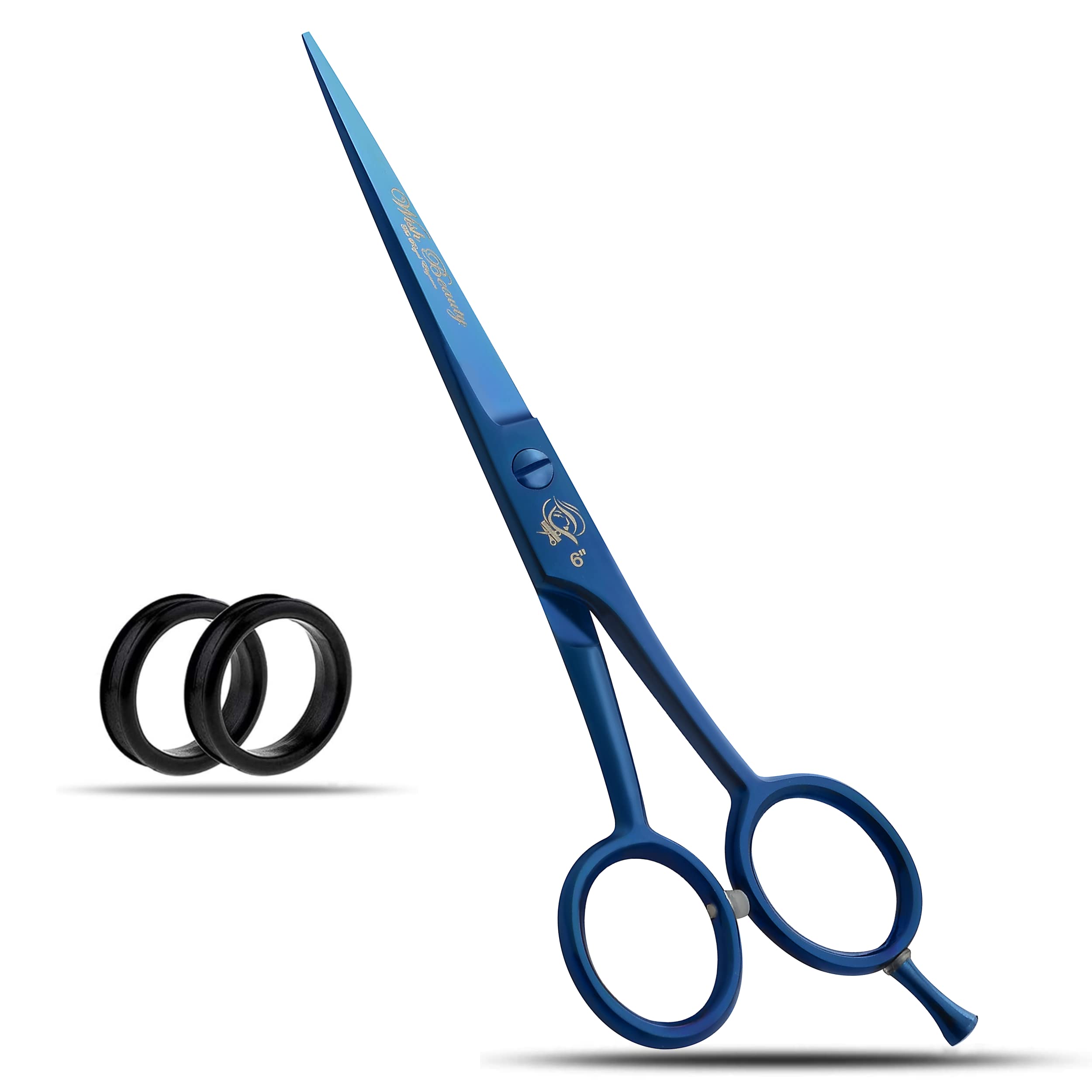 Wishbeauty Hairdressing Barber Hair Scissor for Professional Hairdressers Barbers Stainless Steel Hair Cutting Shears - for Salon Barbers, Men, Women, Children and Adults (Blue, 6 inches)