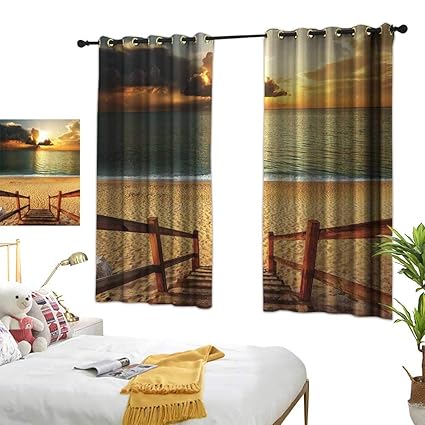 Amazon Com Lightly Navy Curtains Beach Dramatic Beach Scenery