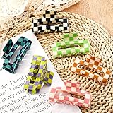 Whaline 6 Pack Checkered Hair Claw Clips Strong