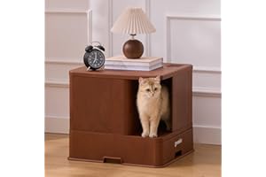 ZOMISIA Extra Large Cat Litter Box with Hallway, Hidden Litter Box Enclosure with Drawer, Lid Top Covered with Carbon Filter for Odor Control, Leakproof and Easy to Clean