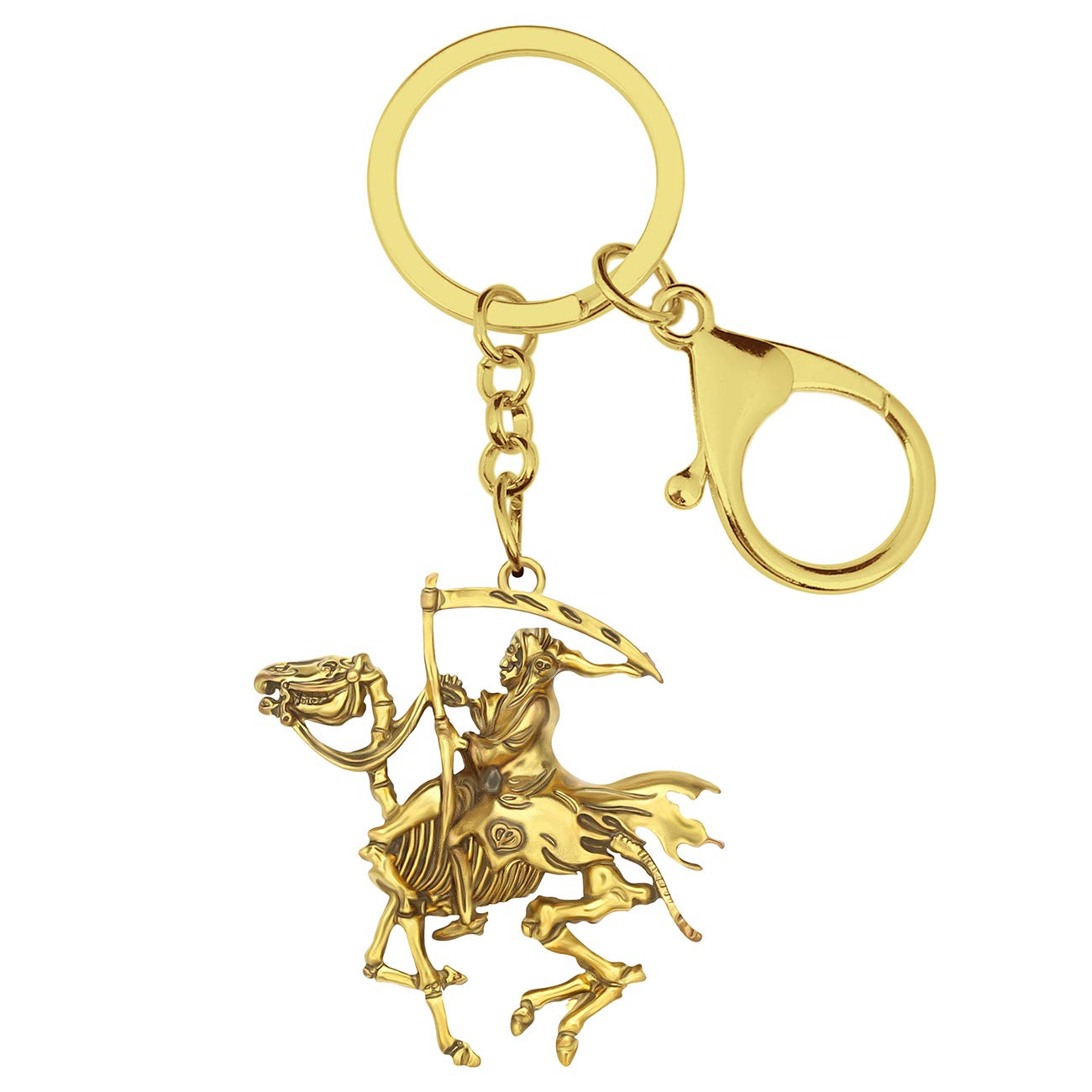 BONSNY Alloy Halloween Grim Reaper Keyring Antique Keychain For Women Girl Key Bag Phone Charm Gift (Gold Grim Reaper 1)