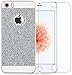 Iphone SE Case, Iphone 5 Case, Iphone 5s Case, A-Focus Bling Sparkle Glitter Crystal Rhinestone Hybrid Hard PC Cover Case + Tempered Glass Screen Protector for Iphone SE / 5 / 5s (Bling Silver)