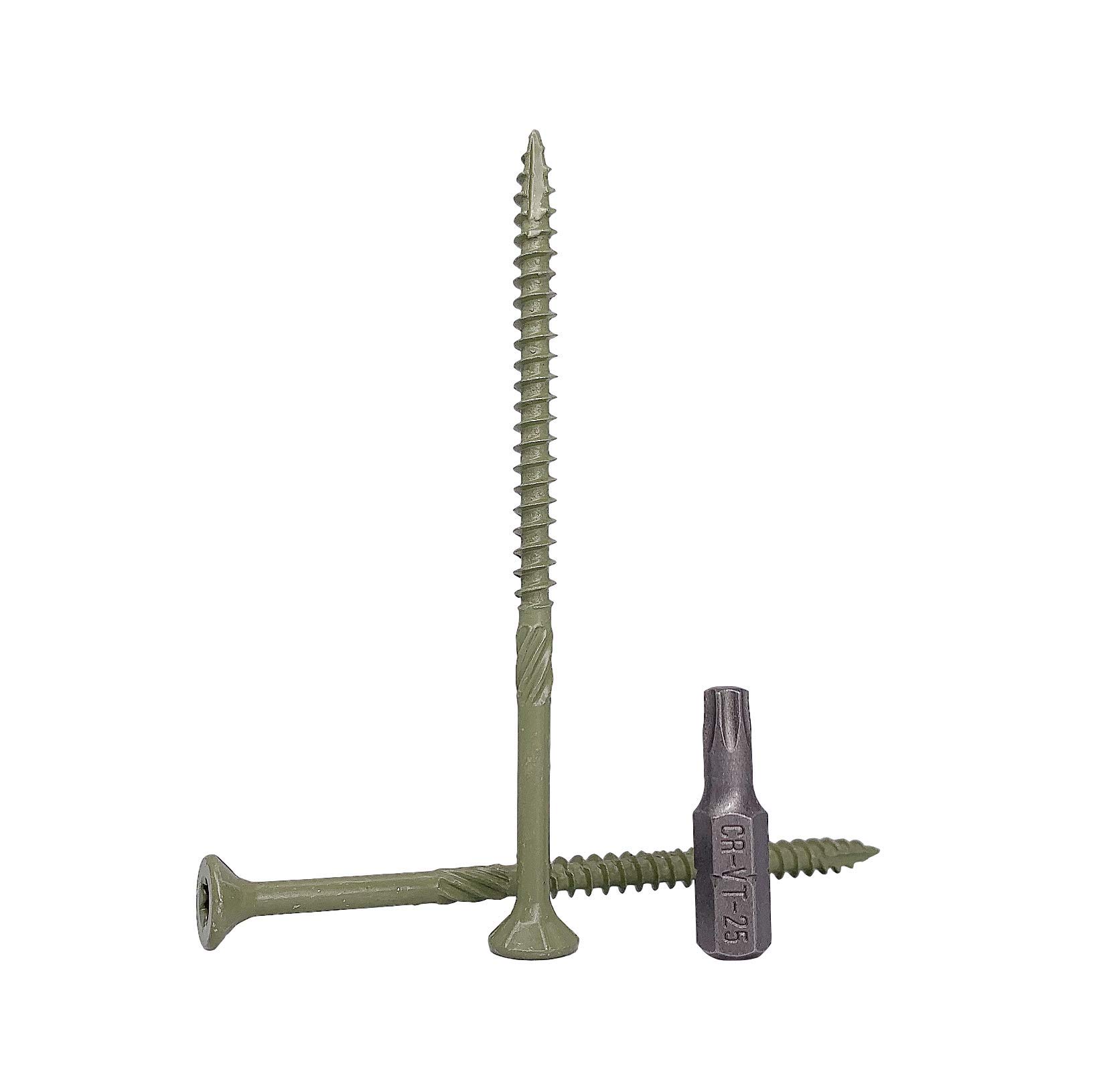 (Pack of 100 pcs) Green Anti-corrosion Finish 4.5 x 80 mm Timber Decking Screws, Wood Screws, Torx Head, Type 17, Countersunk Head, Exterior Screw (100, 4.5 x 80 mm)