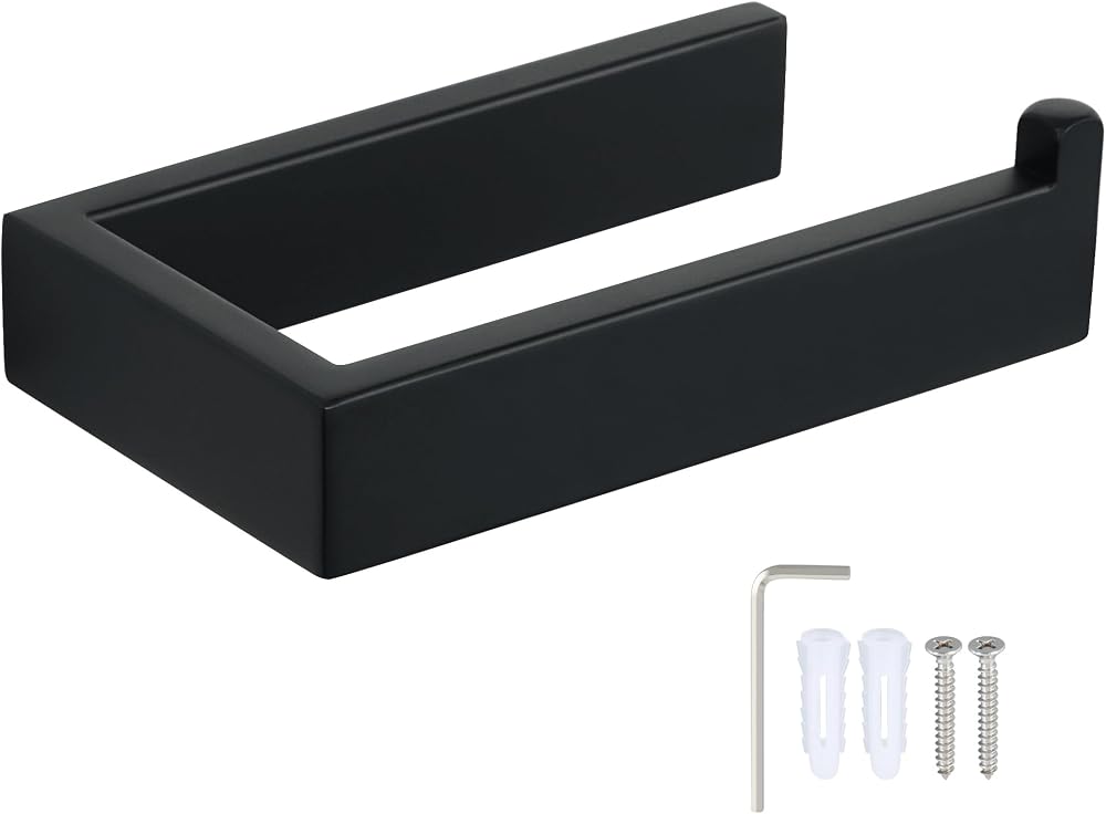 Sayayo SUS304 Stainless Steel Toilet Paper Holder Matte Black Square EGKN2211-B