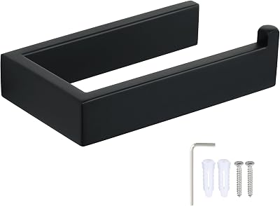Sayayo SUS304 Stainless Steel Toilet Paper Holder Matte Black Square EGKN2211-B