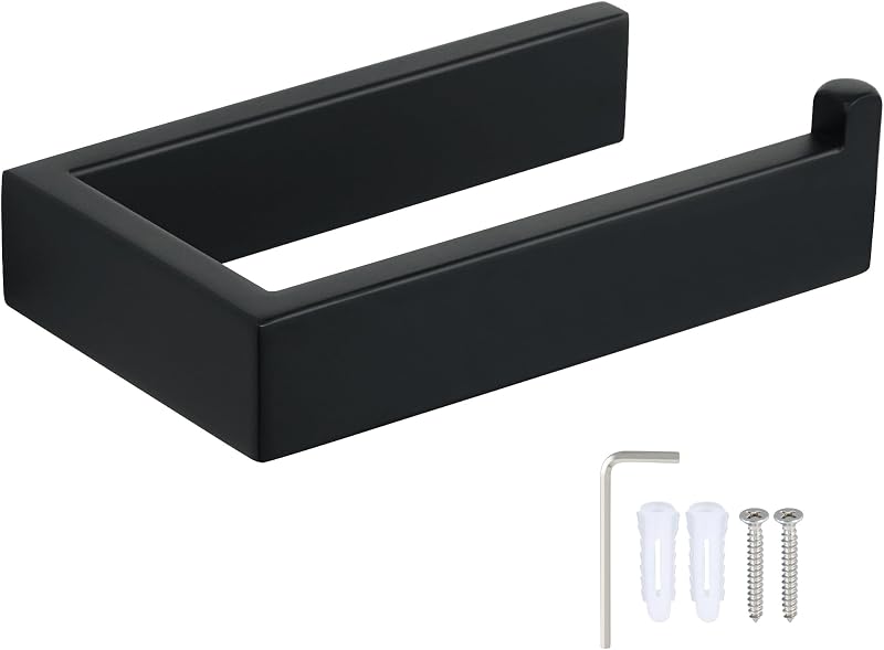 Sayayo SUS304 Stainless Steel Toilet Paper Holder Matte Black Square EGKN2211-B