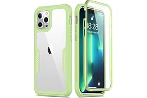 FUNMIKO iPhone 13 Pro Case with Screen Protector,Mili-Grade Heavy Duty Protection Pass 21ft. Drop Tested Slim-fit Clear Plastic Cover Protective Phone Case for Apple iPhone 13 Pro 6.1" Mint Green