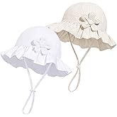 Baby Girl Wide Brim Bucket Hats with UPF 50+ Outdoor Adjustable Beach Hat with Sun Hat