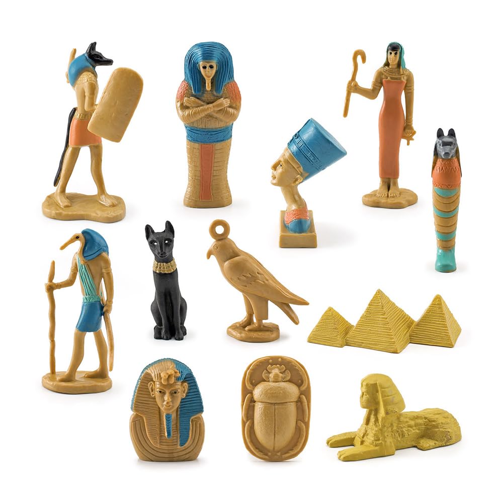 Laroal 12 Simulation Egyptian Statues Set – Realistic Egyptian Figurines with Pyramid and Mummy Designs, Ideal for Birthday Gifts, Party Decorations, Ancient Egypt Themed Plaything