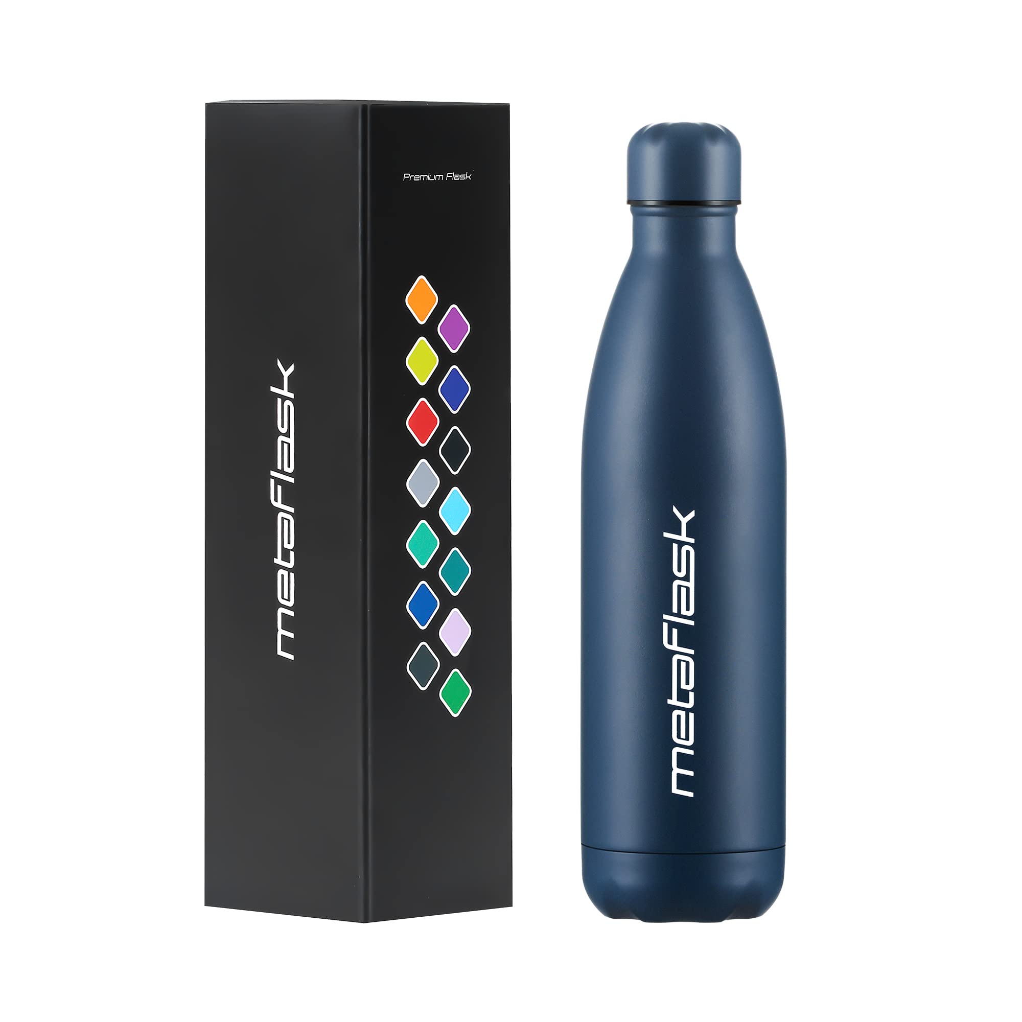 MetaFlask Water Bottle, Insulated Stainless Steel Water Bottle | 24 Hour Cold & 12 Hour Hot | Ideal for Gym, Yoga, Cycling | Leak-Proof (Midnight Navy, 750ml)