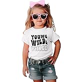 IZYJOY Young Wild and Three Birthday Shirt Toddler Baby Girl Boy 3rd Birthday T-Shirt 3 Year Old Birthday Party Tee