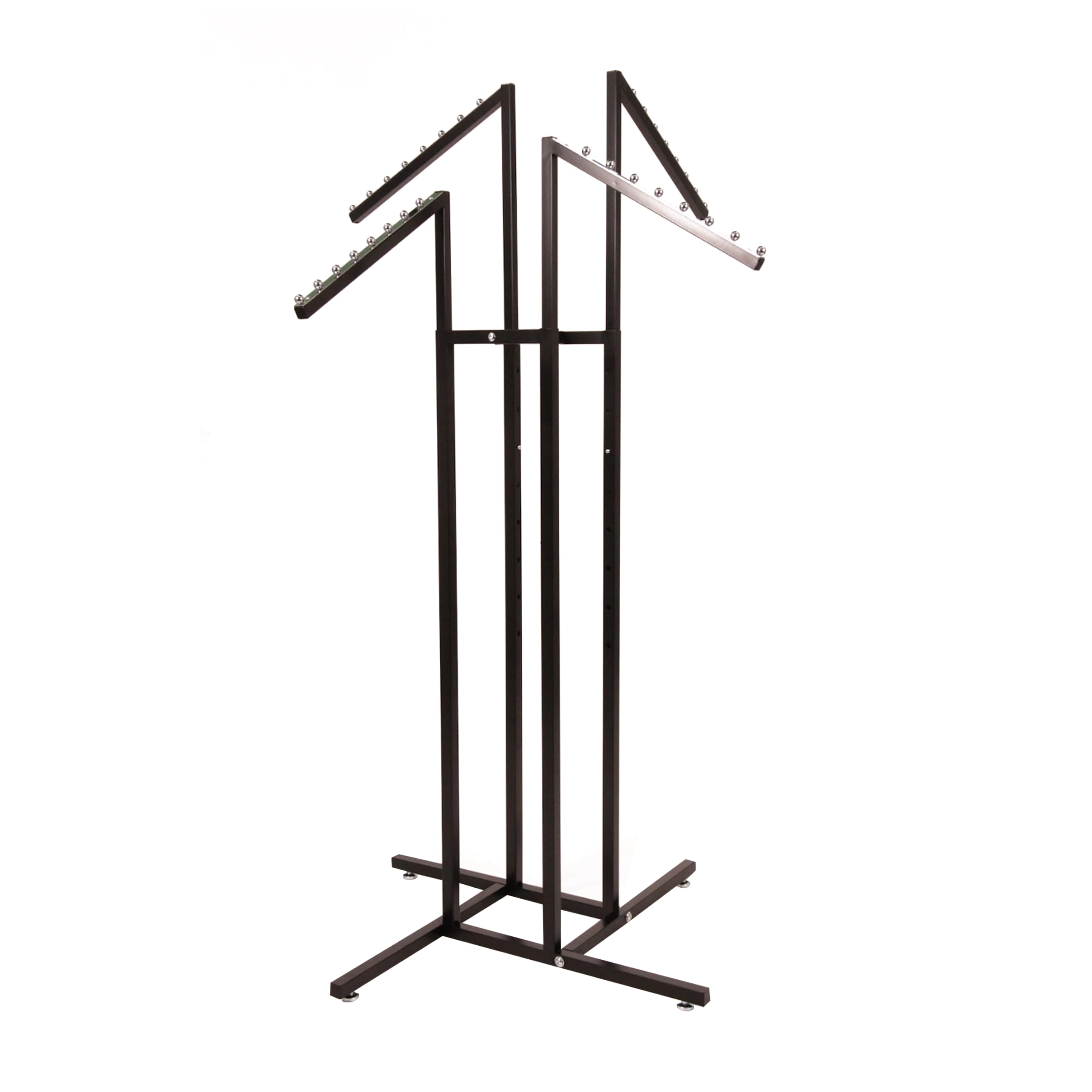 Photo 1 of ****It is missing parts like screws to assemble it, and it is used.*****SSWBasics Black 4 Way Adjustable Clothing Rack with Slanted Arms - Retail Clothing Rack Display - Adjustable Height Arms from 48" to 72" Perfect for Clothing Stores