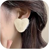 Pom Pom Earrings for Women Fluffy Love Heart Stud Earrings for Women Jewelry