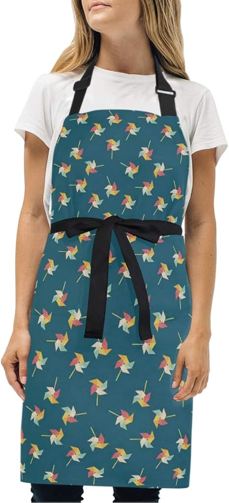 Amazon Gukisala エプロン 風車のグラフィックパターンプレイルーム保育園赤ちゃん夏楽しいプレイイラスト 耐久性 調節可能 おしゃれ 男女兼用 仕事用 保育士 カフェ 料理室 家庭用 ファッション柄 エプロン オンライン通販