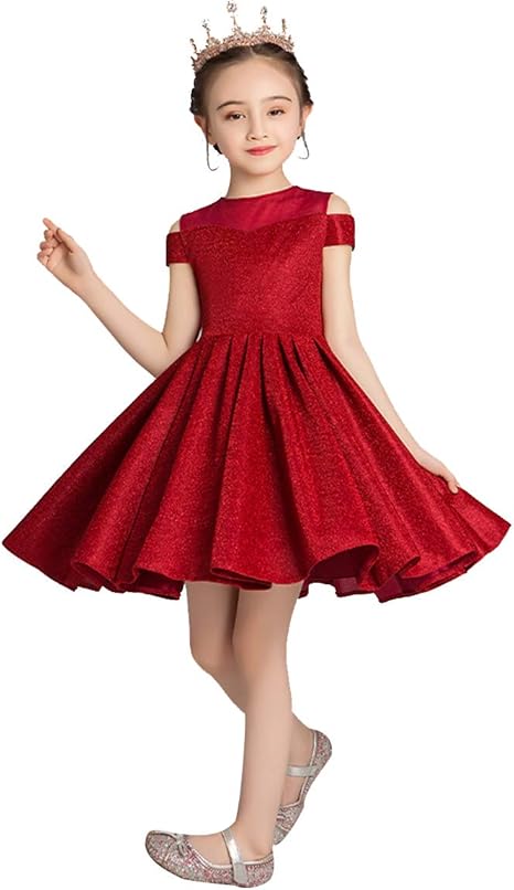 Amazon Godlovefull 子供ドレス 赤 ピアノ イブニングドレス 発表会 子ども半袖ワンピース フォーマル 子供服 女の子 ガールズ キッズ おしゃれ ロング丈ワンピース ウエディングお受験 七五三 結婚式 入学式 入園式 可愛い フォーマル 通販