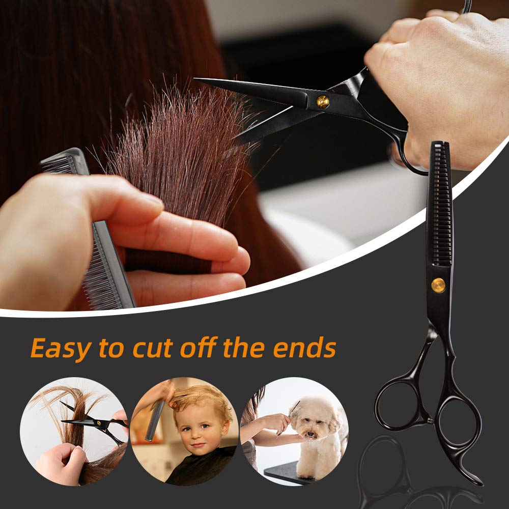 Hair Cutting Scissors Set 10 Pcs Hairdressing Scissors Kit Thinning Shears Clips Cape, Professional Barber Salon Home Shear Kit with Fine Adjustment Tension Screw Japanese Stainless Steel : Beauty