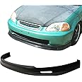 FREEMOTOR802 Front Bumper Lip Splitter, Fits 1996-1998 Honda Civic, Mugen Style Unpainted Black PP Air Dam Chin Spoiler Underbody Front Lip Spoiler Lower Guard Protector Styling Trim