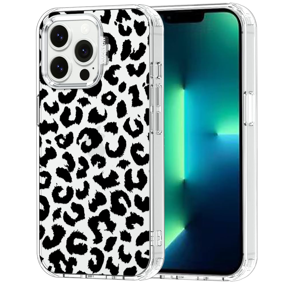 MOSNOVO Case for iPhone 13 Pro, [Buffertech 6.6ft Military-Grade Drop Protection] [Anti Peel Off Tech] Clear TPU Bumper Phone Case Cover Design - Black Leopard Print — image 1