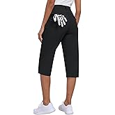 MoFiz Women's Capri Pants with Pockets Lightweight Cropped Golf Hiking Pants Summer Quick Dry Elastic Waist Capris