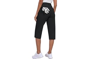 MoFiz Women's Capri Pants with Pockets Lightweight Cropped Golf Hiking Pants Summer Quick Dry Elastic Waist Capris