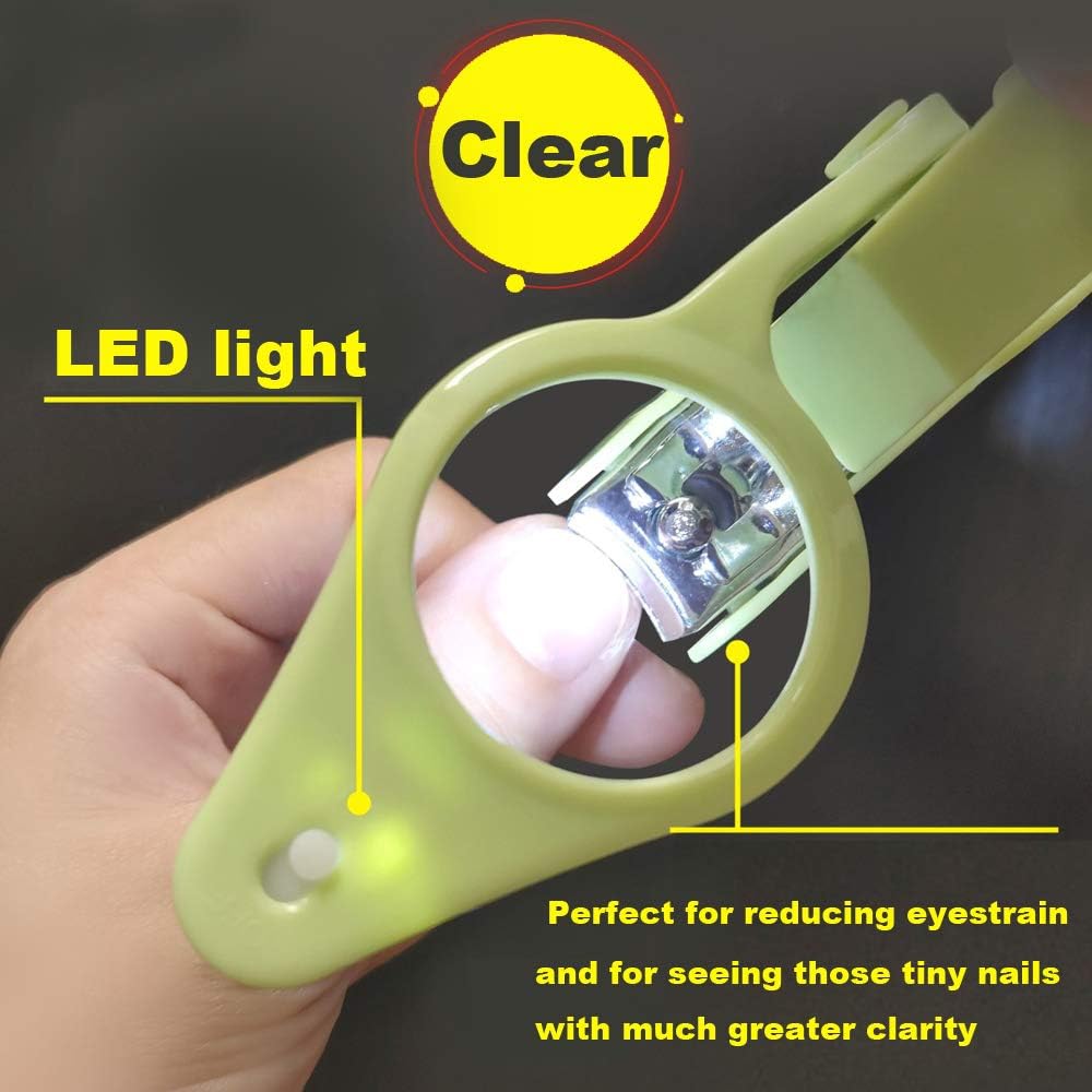 Nail Clippers with fold-Away Magnifier and LED Light, Stainless Steel Fingernails & Toenails Clippers Nail Care for The Elderly and Baby Nail Reduce Eye Strain: Health & Personal Care