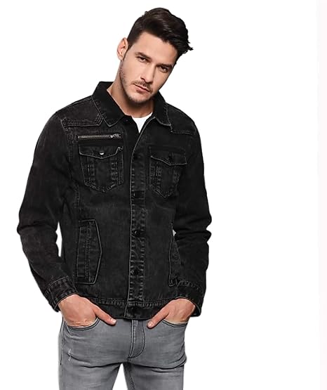 plain black denim jacket