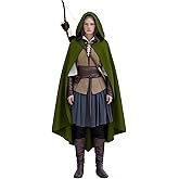 PWQMGY Cloak with Hood Women,Medieval Renaissance Hooded Cloak-Velvet Witch Cape with Clasp for Halloween Cosplay Costume