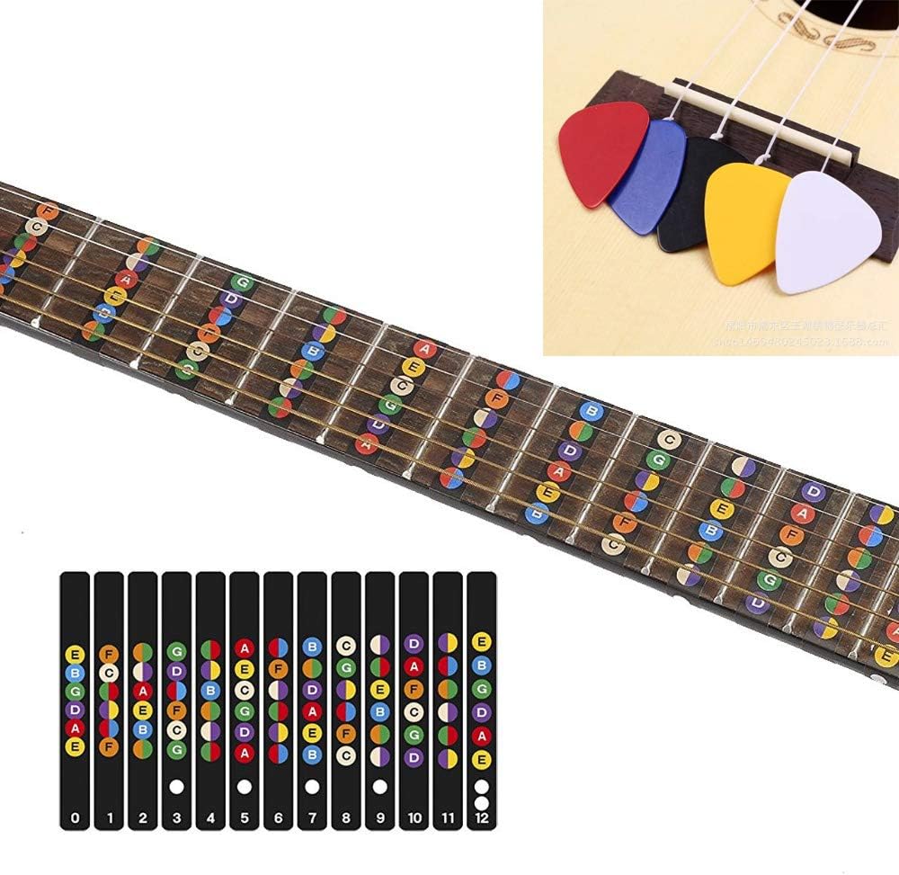 Guitar Fingerboard Note Decals Map Stickers for Beginner Learner Practice with 5 Picks Beginner 6 Strings Guitar Scale Stickers - Image 3