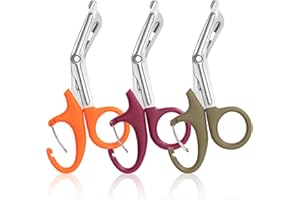 GRICARE 3-Pack Trauma Shears Medical Scissors with Carabiner, 7.5" Bandage Nursing Scissors, Premium Titanium-Coated Stainless Steel Blades Surgical Scissors for Nurses, Doctors, Nursing Students
