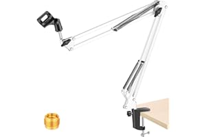 NEEWER Adjustable Microphone Suspension Boom Scissor Arm Stand, Max Load 1 KG Mic Stand for Radio Broadcasting, Voice-Over, S