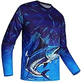 YOUALSO Mens Fishing Shirt Long Sleeve, Fishing Jerseys Fish Tshirts - Breathable, Cooling, Light-Weight