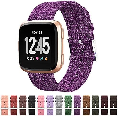 GeekSpark for Fitbit Versa Bands, Woven Fabric Quick Replacement Accessories Wristbands with Classic Square Stainless Steel Clasp for Fitbit Versa Smartwatch
