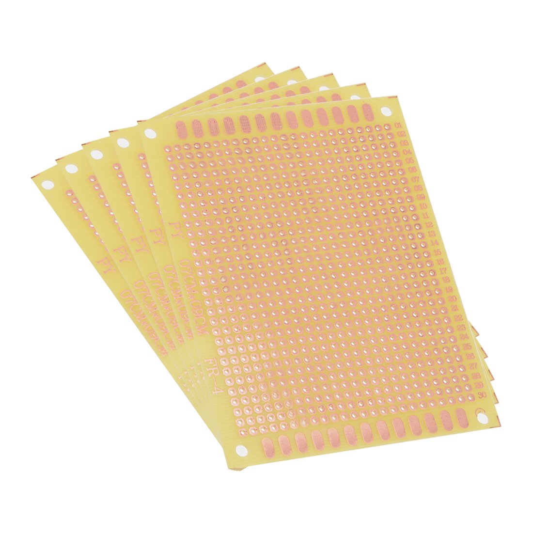 Sourcingmap 7x9cm Single Sided Universal Printed Circuit Board Coppered for DIY Soldering Yellow 5pcs