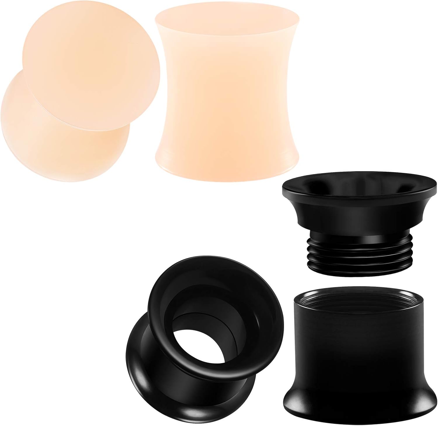 BIG GAUGES 2 Pairs Silicone 00g Gauge 10mm Dark Skin Solid Double Flared Saddle